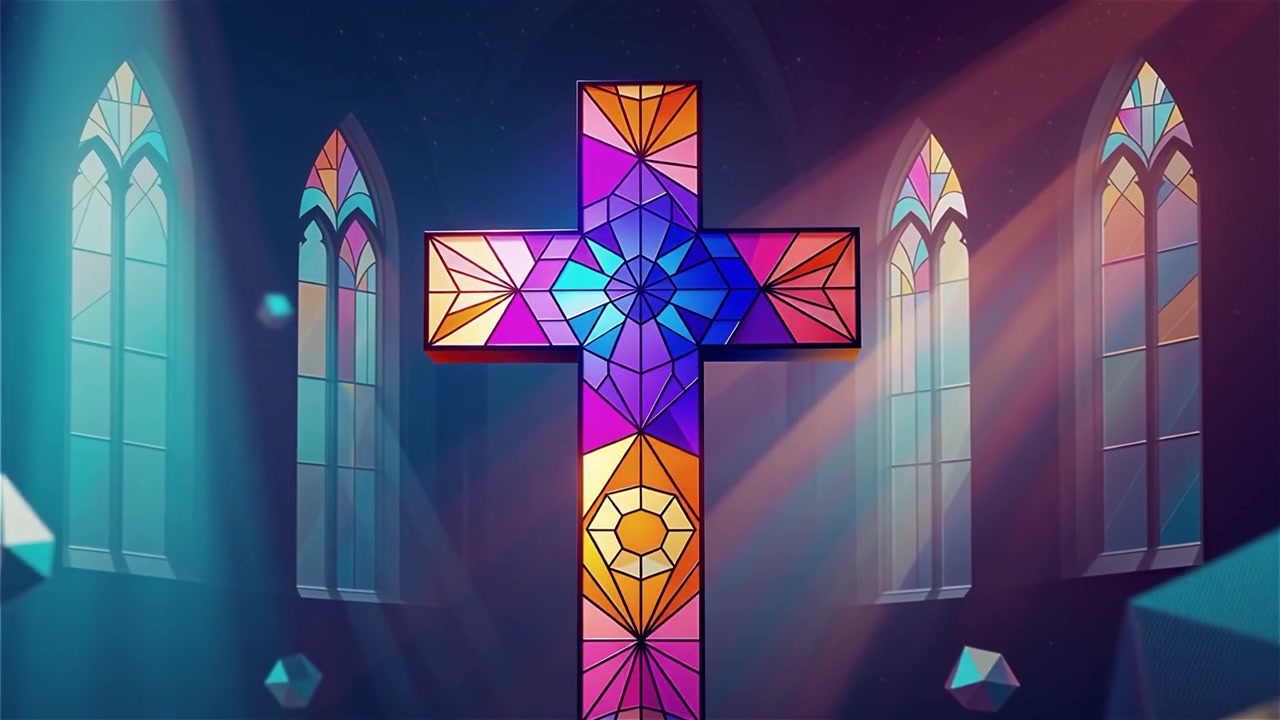 Cruz Cristiana con Luz Celestial, Fondo para Adoración.