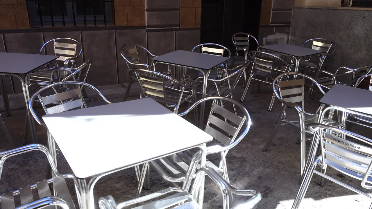 Design of street cafe. Toledo, Spain. Shooting in the movement