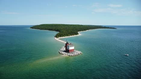 round island lighthouse wide aerial shot