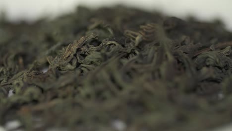 close up of black tea leaves