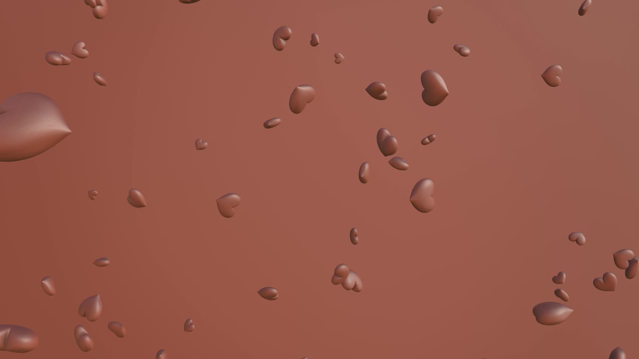 갈색 하트 모양의 추상적인 애니메이션. 갈색 바탕에.