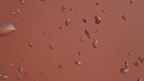 brown hearts-shaped abstract animation. on brown background.