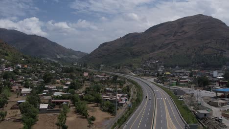 aerial view of hazara motorway and the mountains