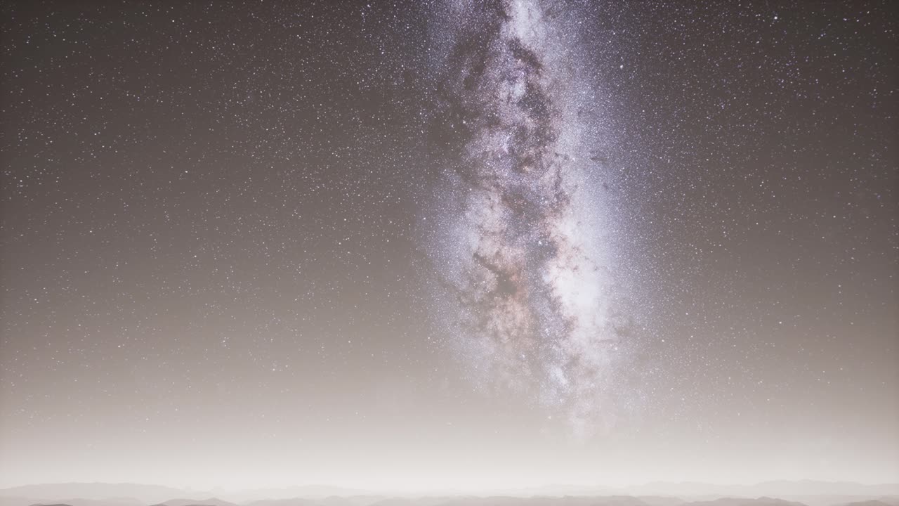 눈이  ⁇ 인 지형 위에 있는 은하수