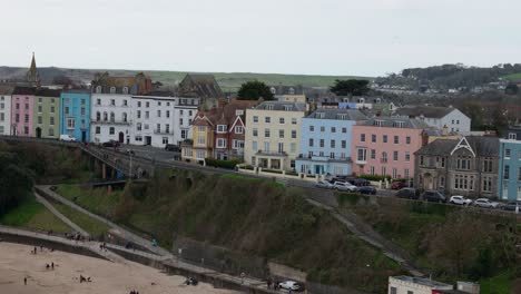 tenby harbour town and resort in southwest wales. typical welsh sandy beaches and colourful houses in the united kingdom.