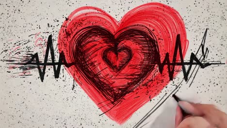 drawing of a heart and heartbeat