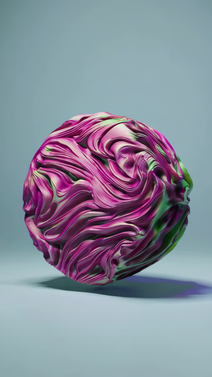 Abstract Wavy Sphere with Vibrant Pink and Green Textures