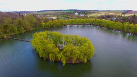 aerial view of beautiful island with bridge