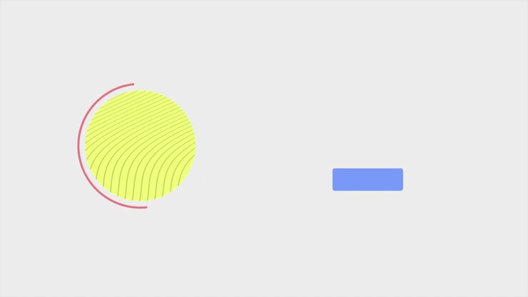 Cerchio geometrico giallo e forma blu su gradiente bianco