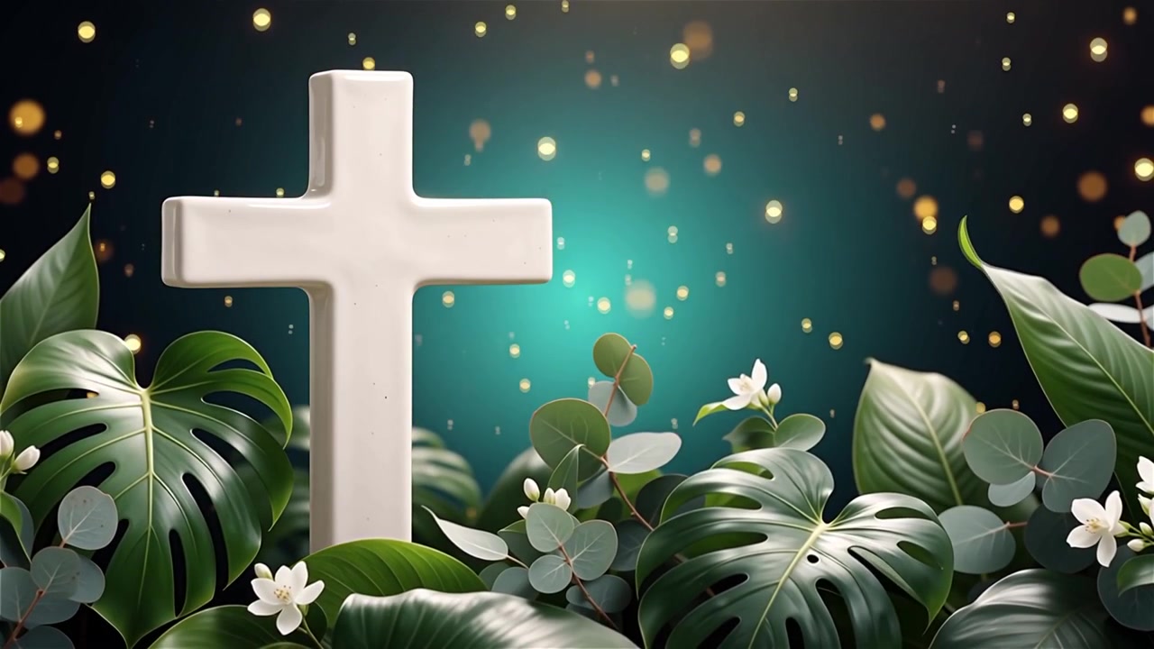 Cruz Cristiana con Luz Celestial, Fondo para Adoración.