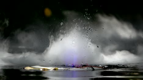 dry ice on water