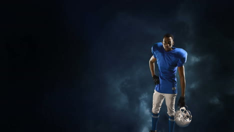 american football player on a stormy sky