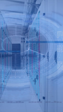 animation of data processing over server room