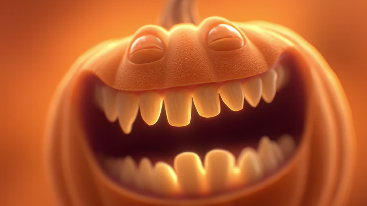 A Cheerful Pumpkin Character with a Bright Smile and Playful Expression Captured Against a Warm, Orange Background, Perfect for Celebrating Seasonal Joy and Festive Times