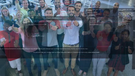 animación del procesamiento de datos y arrwos sobre diversas personas