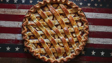 apple pie on american flag background