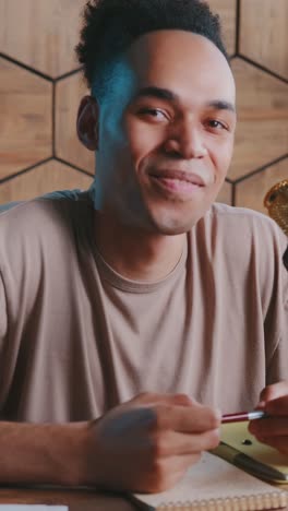 engaging young podcaster shares insights in a cozy home studio setting