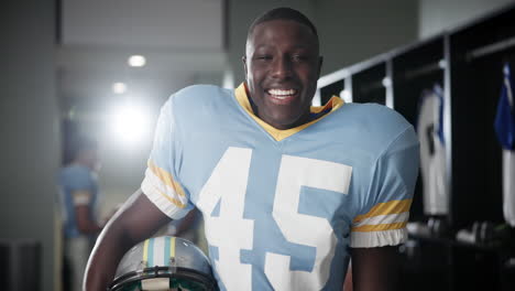 football player in locker room