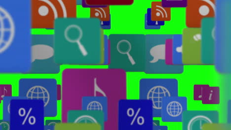 muchas filas de iconos de aplicaciones