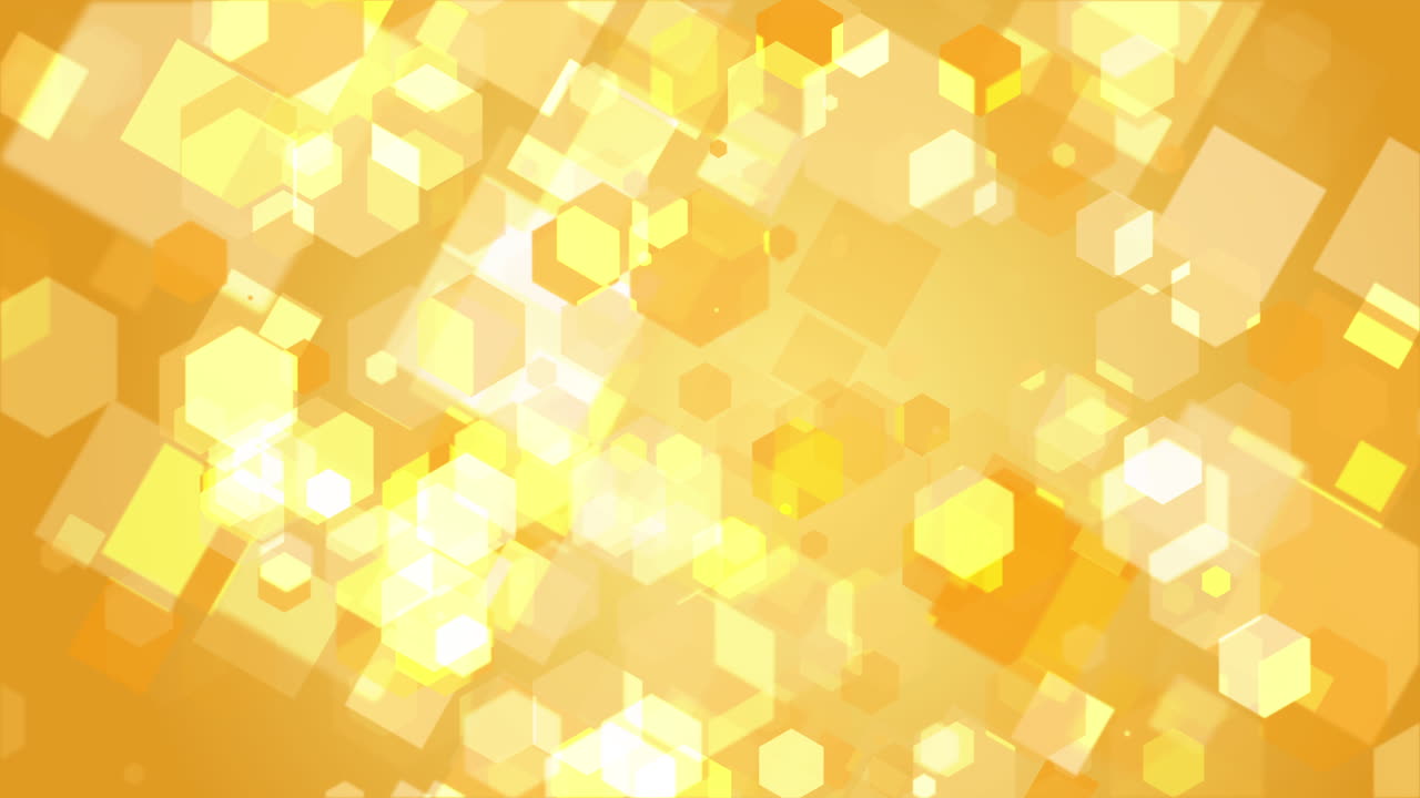 Abstract geometric hexagons yellow background. Animated background with moving geometric shapes. Looped motion graphics.