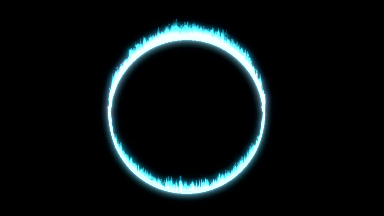 Fantasy ring fire blue on black able to loop seamless 4k