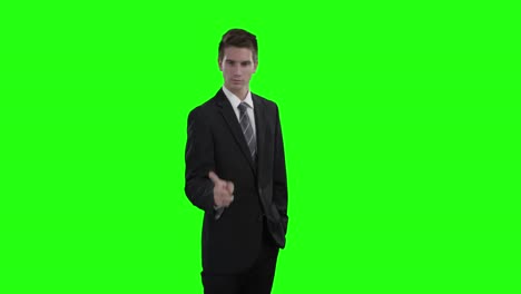 businessman using futuristic digital screen