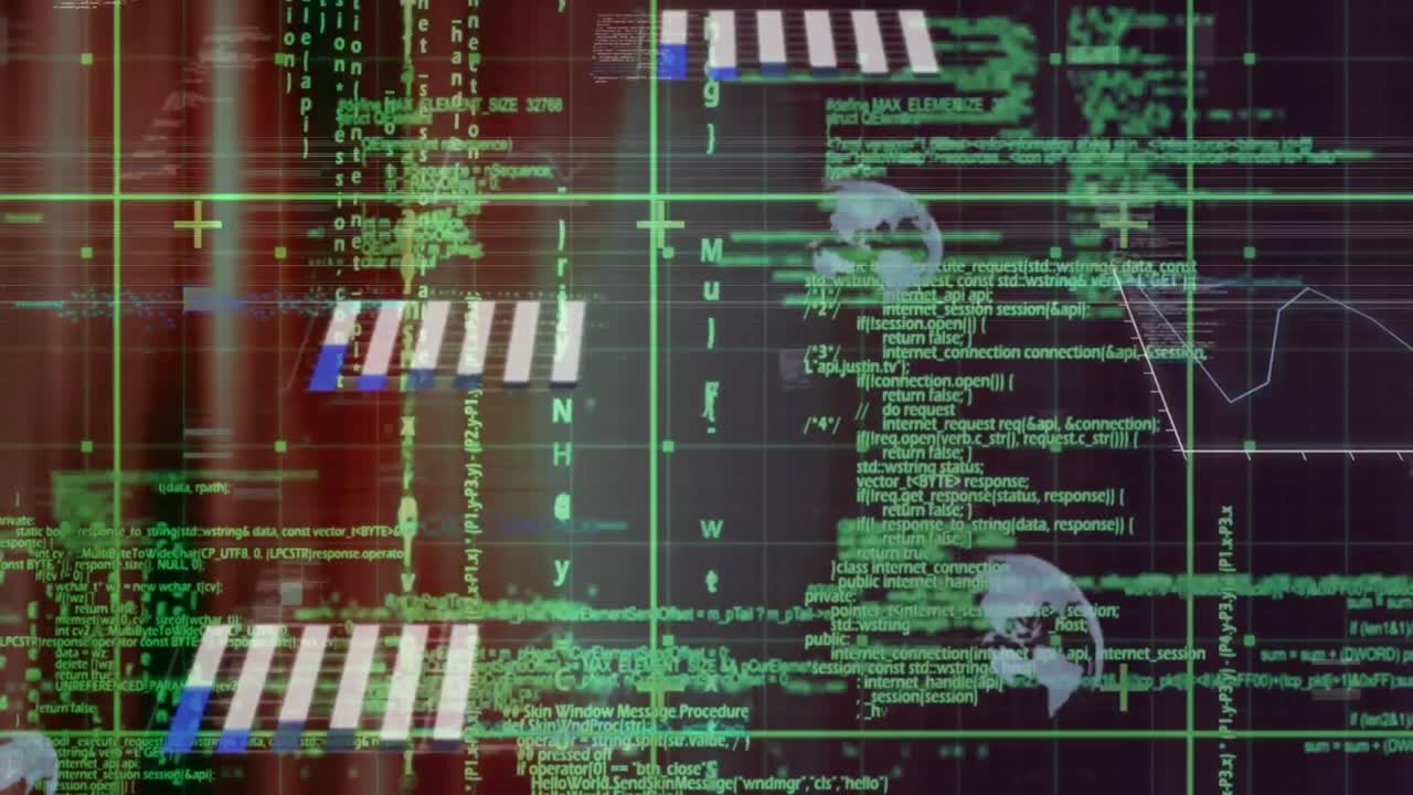 animación del procesamiento de datos sobre un fondo negro