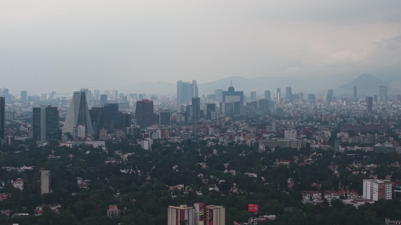 Aerial shot of Mexico City during the rainy season