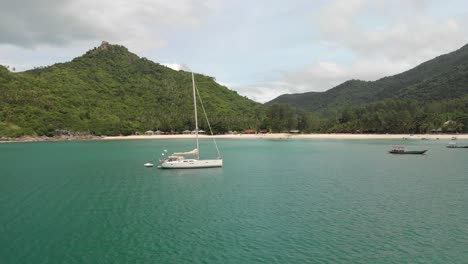 Aerial-view-of-a-yacht-at-Ko-Pha-ngan-District-Surat-Thani-Thailand-Asia