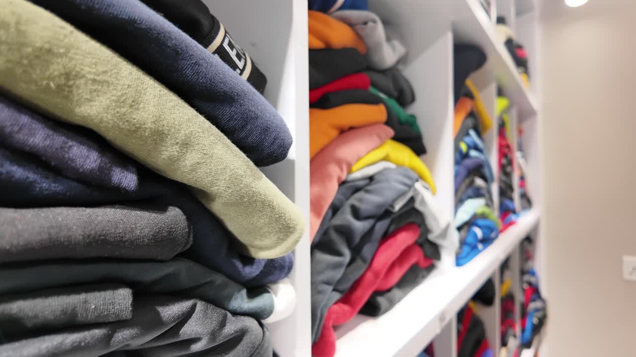 Organized Clothes on Shelves