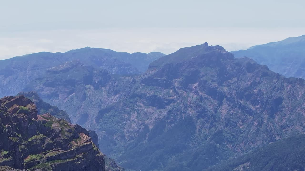 Stunning aerial view of mountains in Madeira, Portugal captured by drone