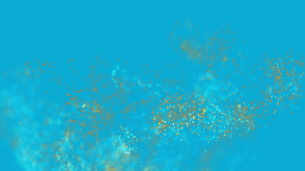 Animation of glowing light particles moving over blue background