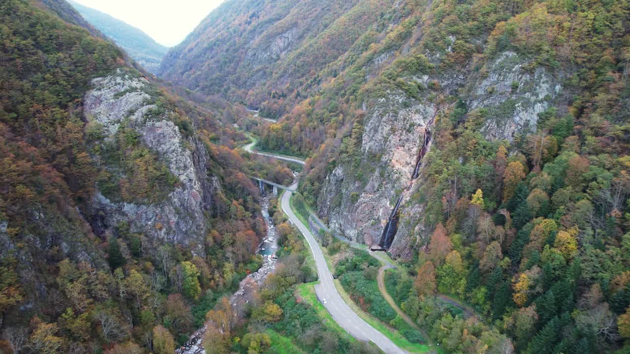 Scenic road in Pyrenees connecting Soulom to Cauterets, tourist spot