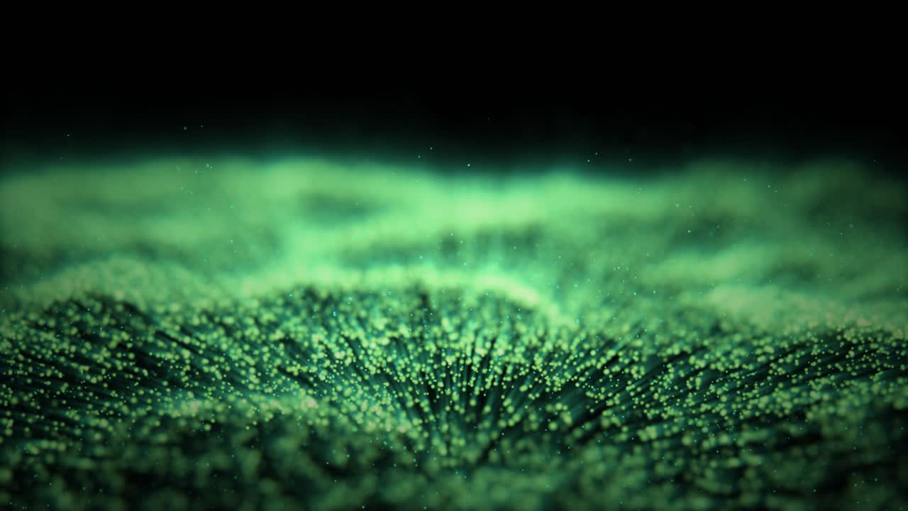 Abstract dynamic wave of particles in black. 3d animation