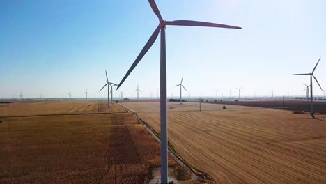 wind turbines - kinetic energy converter in usa rural countryside