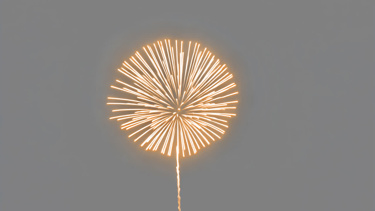 Bright fireworks illuminate night animated overlay, transparent 4K video, alpha channel, ProRes 4444