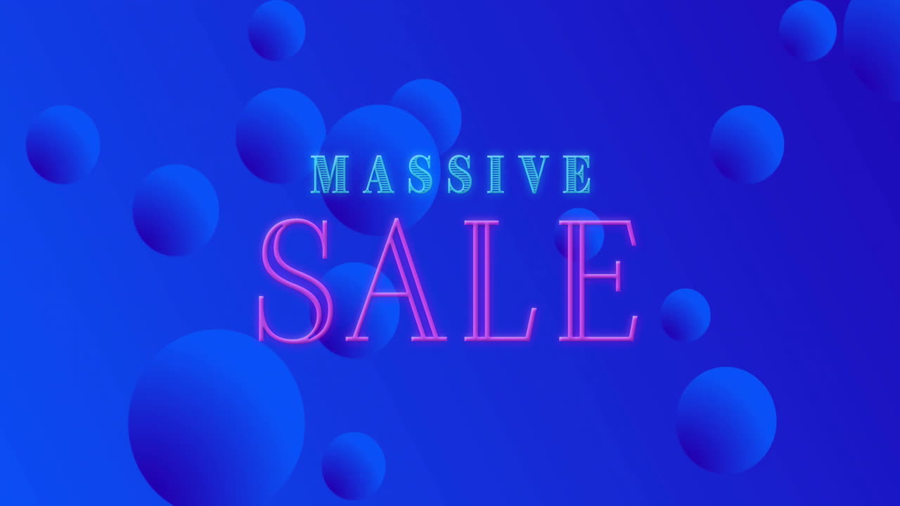 파란색 모양 위에 거대한 판매 텍스트의 애니메이션