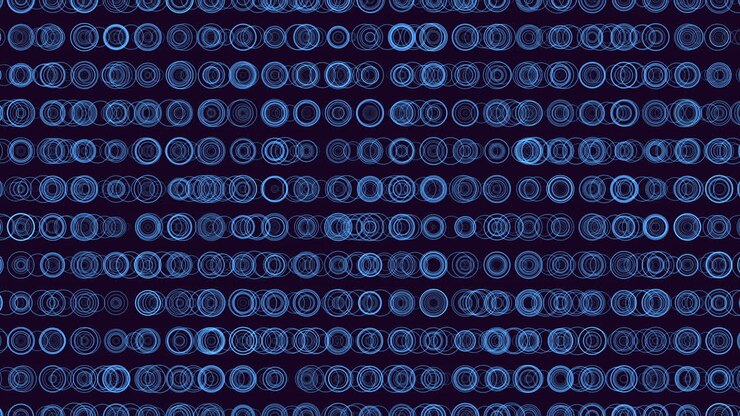 Vibrant blue circle pattern overlapping circles in various shades of blue