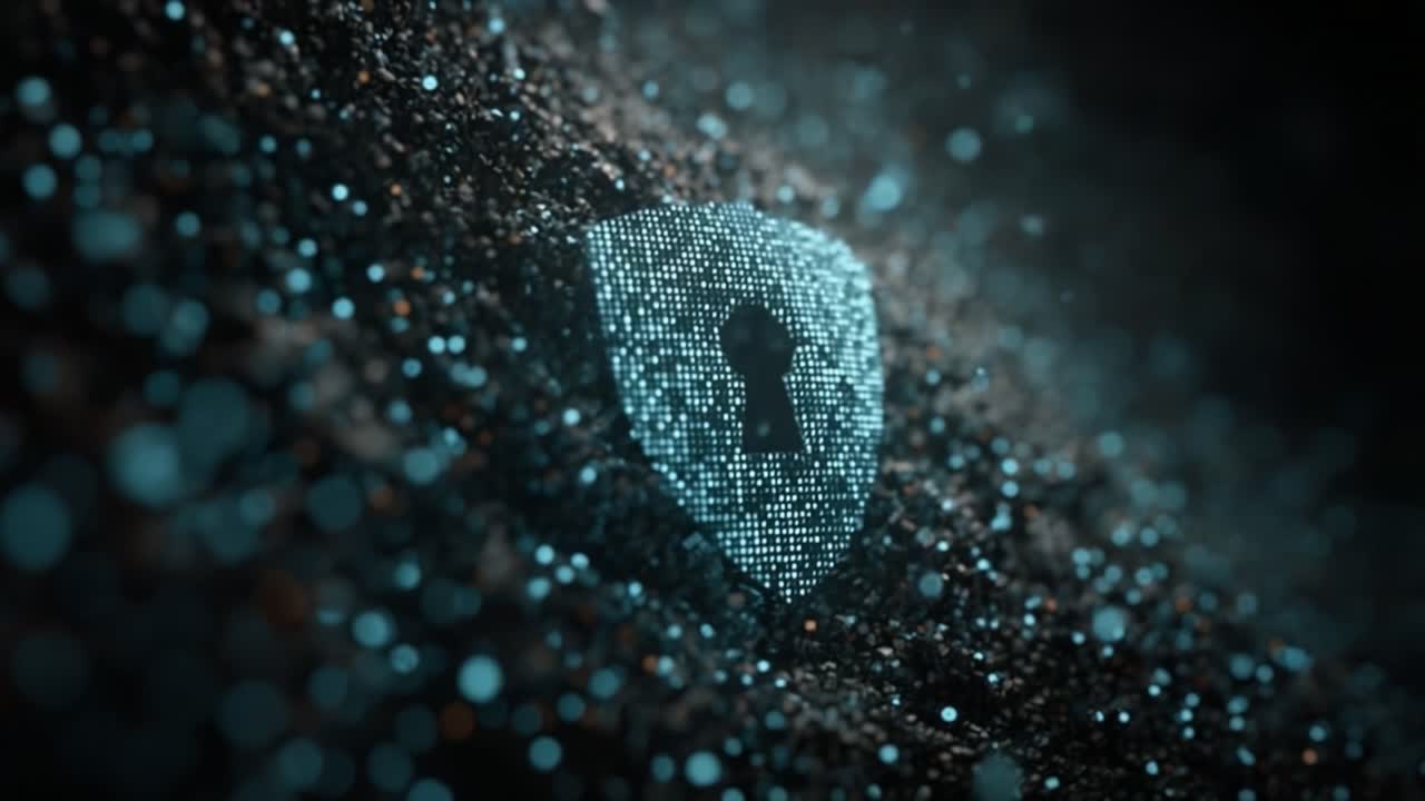 A Digital Shield: Exploring the Concept of Cybersecurity through the Visual Representation of Protection and Data Encryption in a Modern, Abstract Environment