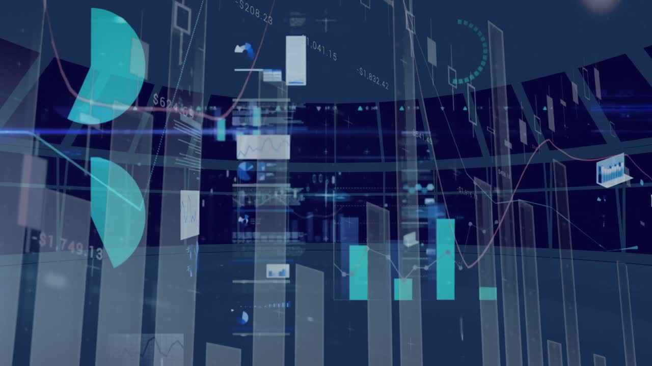 Animation of statistics and data processing over computer servers