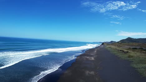 Aerial-view-of-sand-dunes-on-the-coast-in-Marokopa