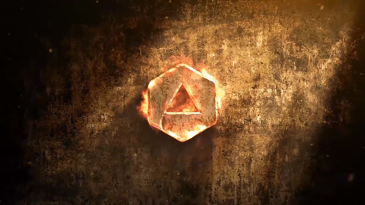 Rivelazione logo con scintille di fuoco e movimenti dinamici, facile da personalizzare con controlli colore. Nessun plugin richiesto.