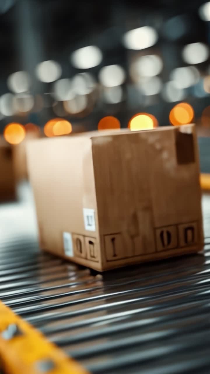 A Detailed Look at Efficient Package Handling on a Conveyor Belt System in an Automated Warehouse Environment, Highlighting the Flow of Goods and Operations