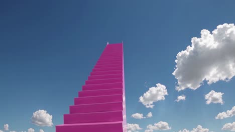 pink stairway to heaven and pink flag against a blue sky