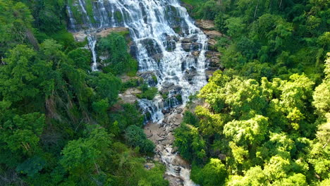 Aerial-view-of-Maeya-Waterfall,-Thailand