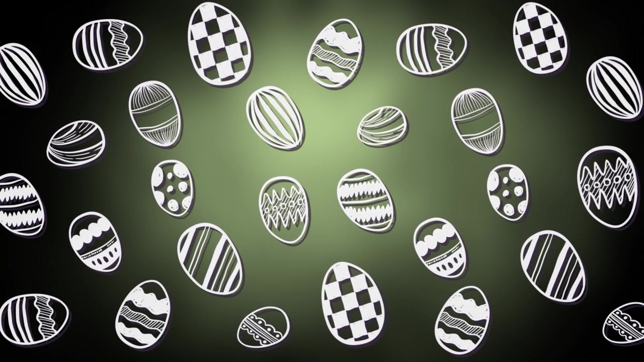 Animation of easter eggs on green background