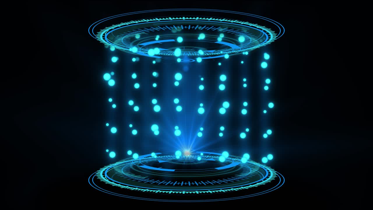 Blue 4k loop double hologram hud circle interfaces background digital data network protection future