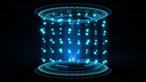 blue 4k loop double hologram hud circle interfaces background digital data network protection future