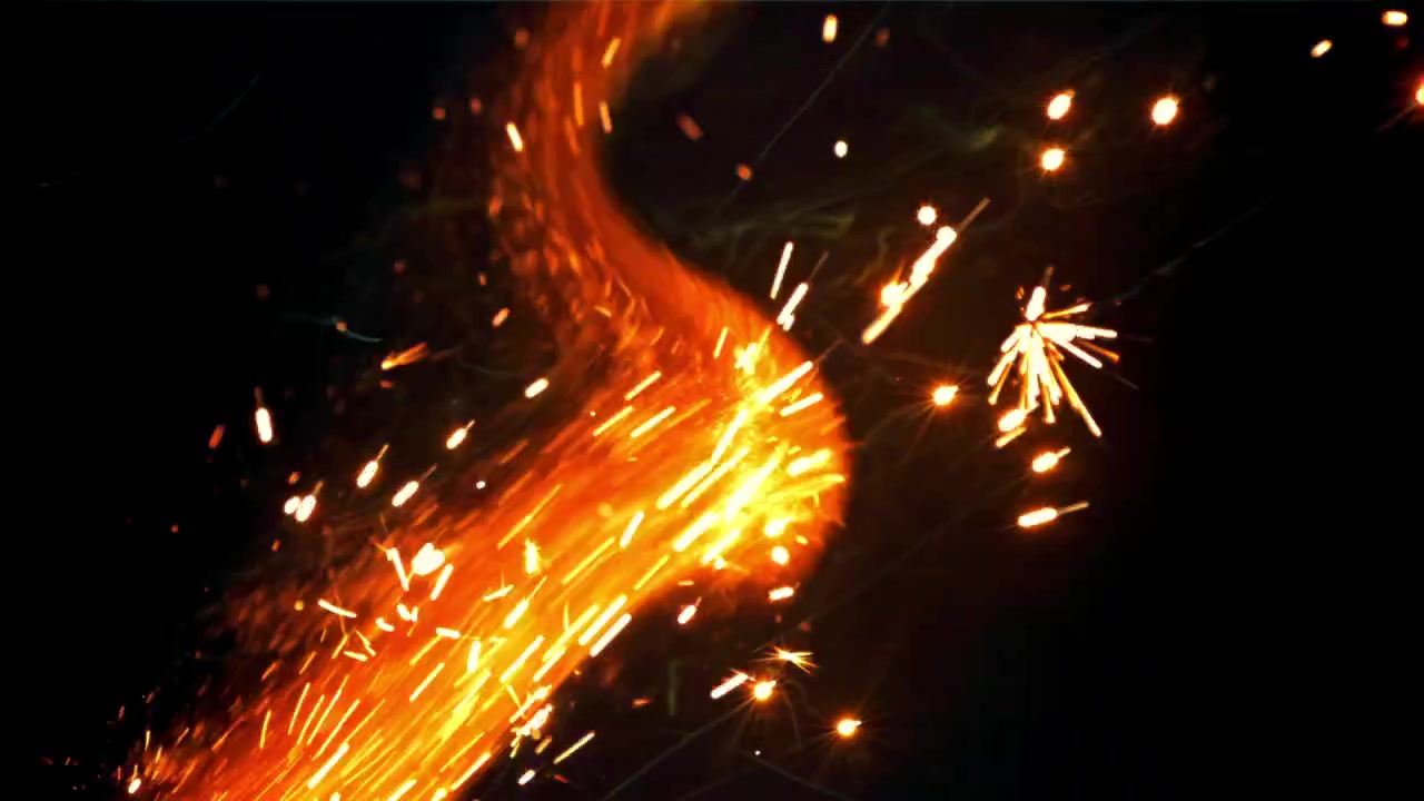 Dynamic Golden Sparks Flying Against a Black Background