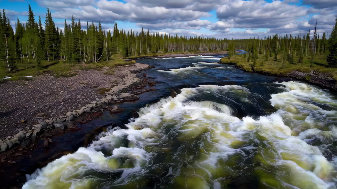 River Rapids in a Pine Forest